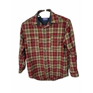 Pendleton Mens Shirt Medium Plaid Outdoorsman Long Sleeve Wool Button Up